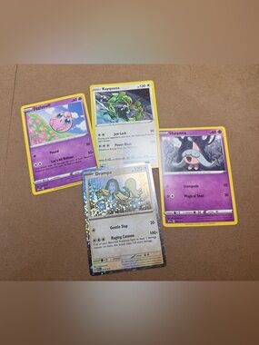 Pokemon Trading Cards Bundle Lot of 4  Drampa Jigglypuff Rayquaza Hatenna